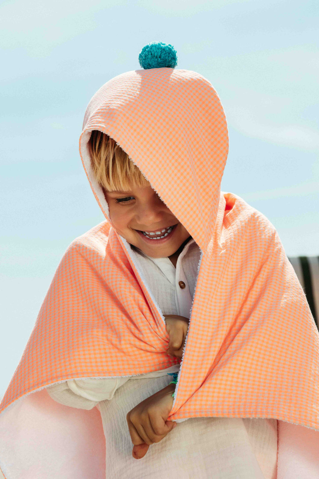 Coral stripes beach towel