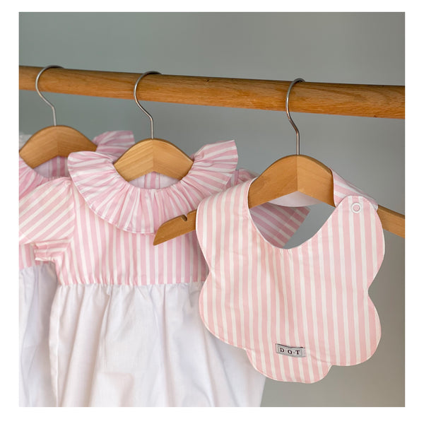 Bib pink white stripes